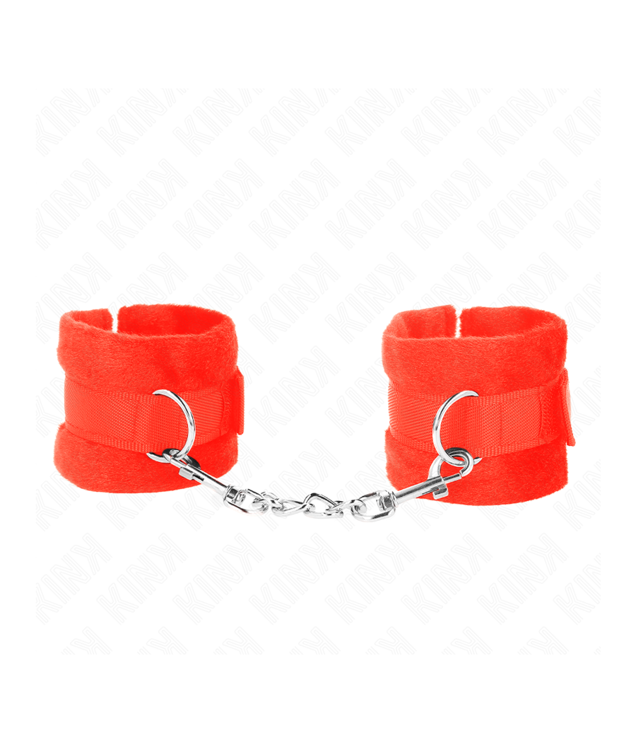 KINK - BEGINNER FUR HAND CUFFS RED 30 X 7 CM