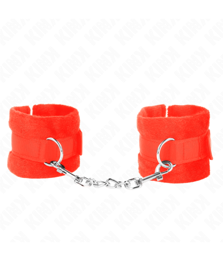 KINK - BEGINNER FUR HAND CUFFS RED 30 X 7 CM