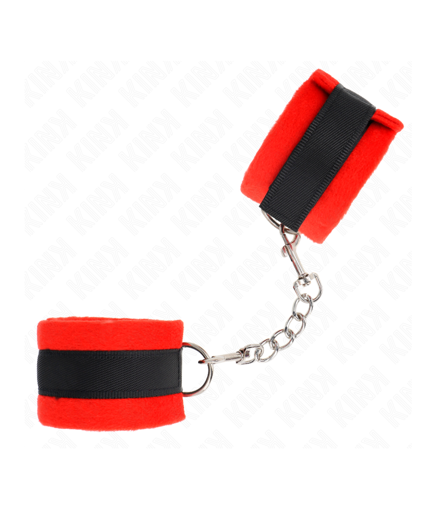 KINK - MANCHETTES DÉBUTANT EN FOURRURE NOIR-ROUGE 30 X 7 CM