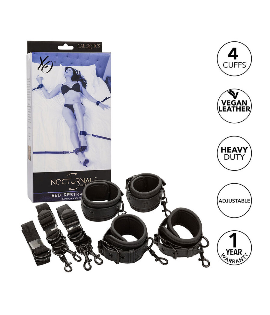 CALEXOTICS - NOCTURNAL CINGHIE PER LETTO IN PELLE REGOLABILI NERE