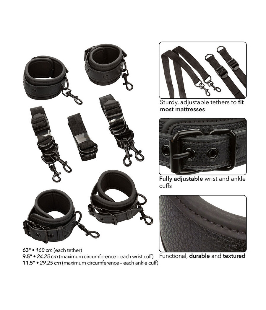 CALEXOTICS - NOCTURNAL RESTRIÇÕES DE CAMA COURO AJUSTÁVEL PRETO