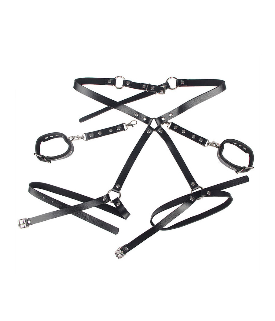 SUBBLIME - 953690 HANDCUFFS WITH BONDAGE BELT BLACK ONE SIZE