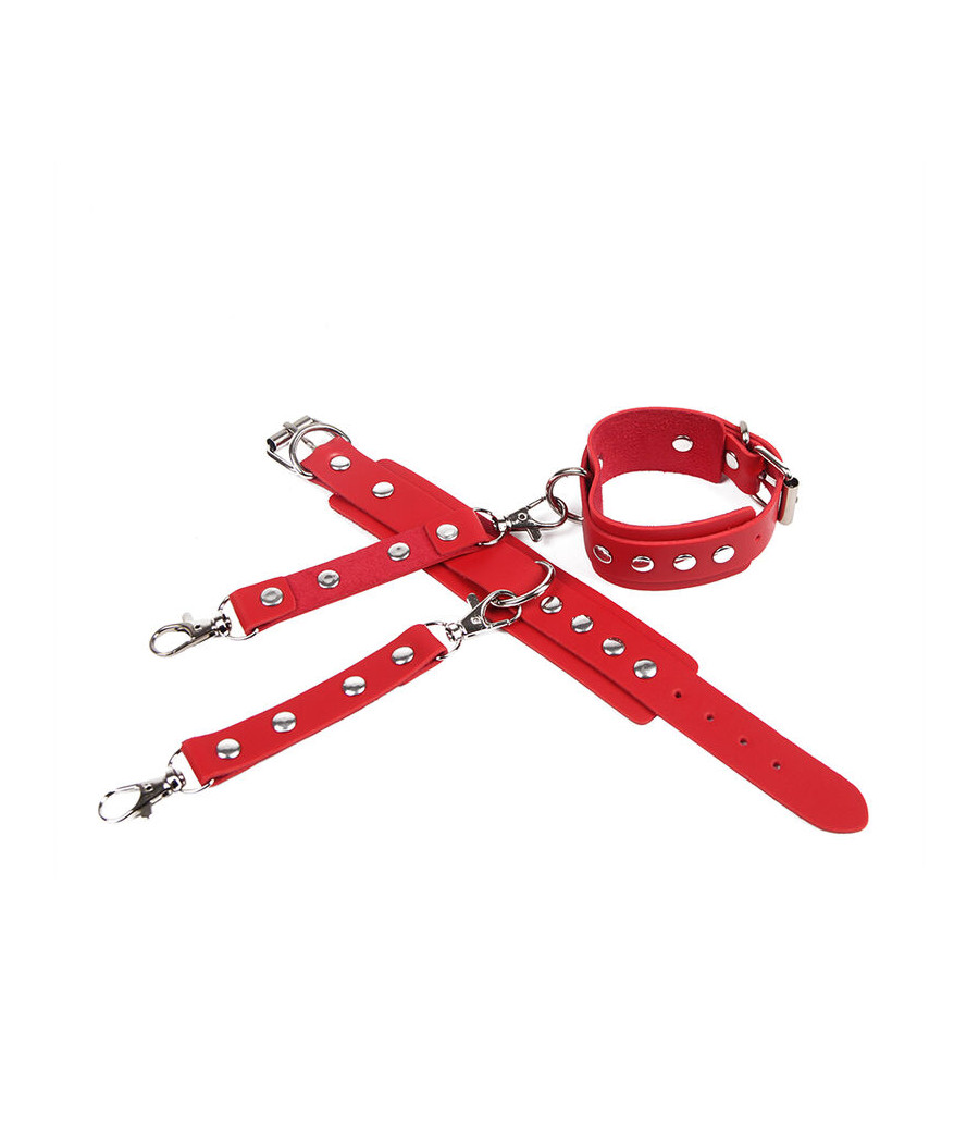 SUBBLIME - 953706 HANDSCHELLEN MIT BONDAGE-GÜRTEL ROT EINE GRÖSSE