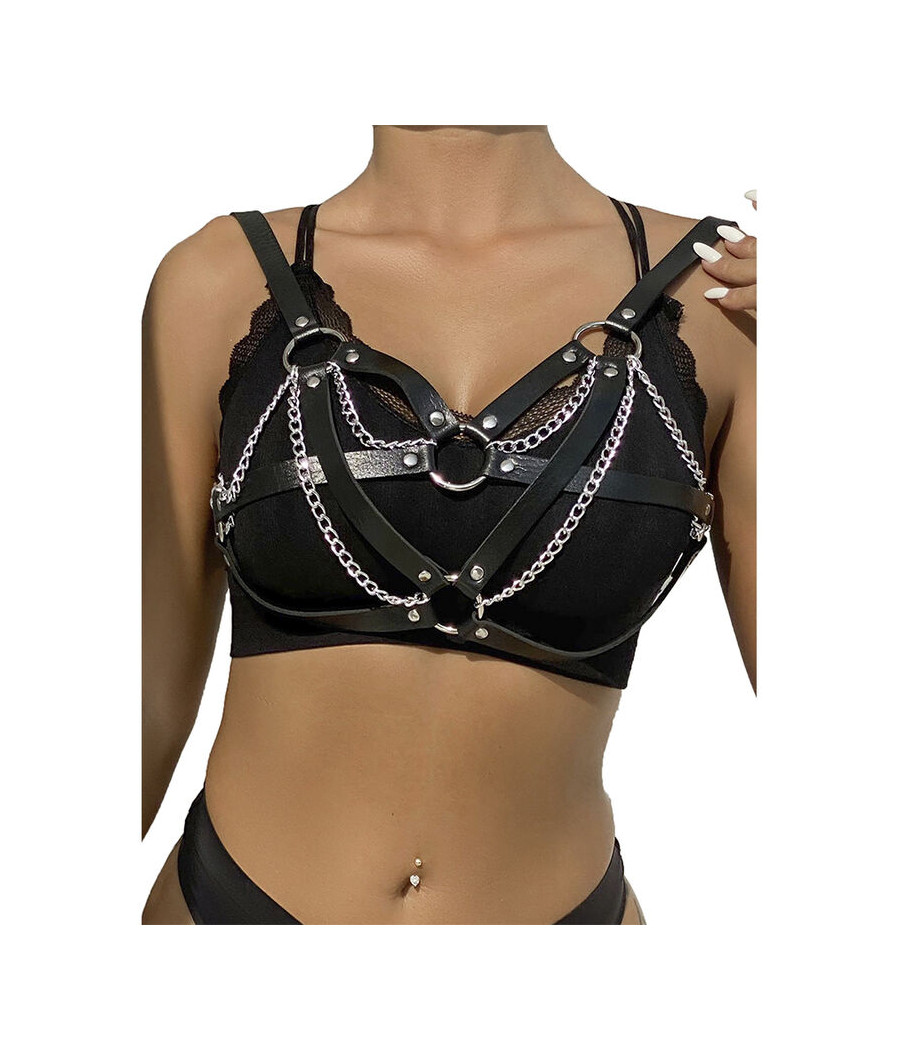 SUBBLIME - 953713 PUNK BONDAGE BELT METAL BUCKLE BLACK ONE SIZE