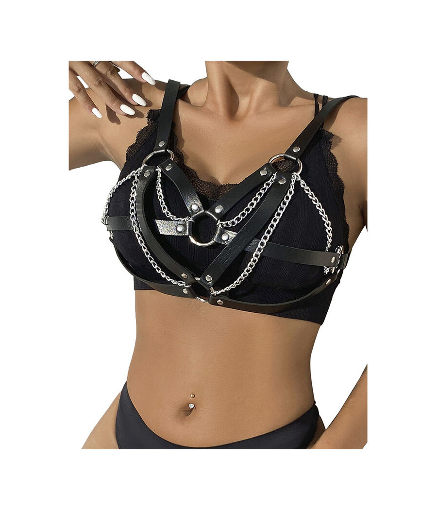 SUBBLIME - 953713 CINTURA PUNK BONDAGE FIBBIA METALLO NERA TAGLIA UNICA