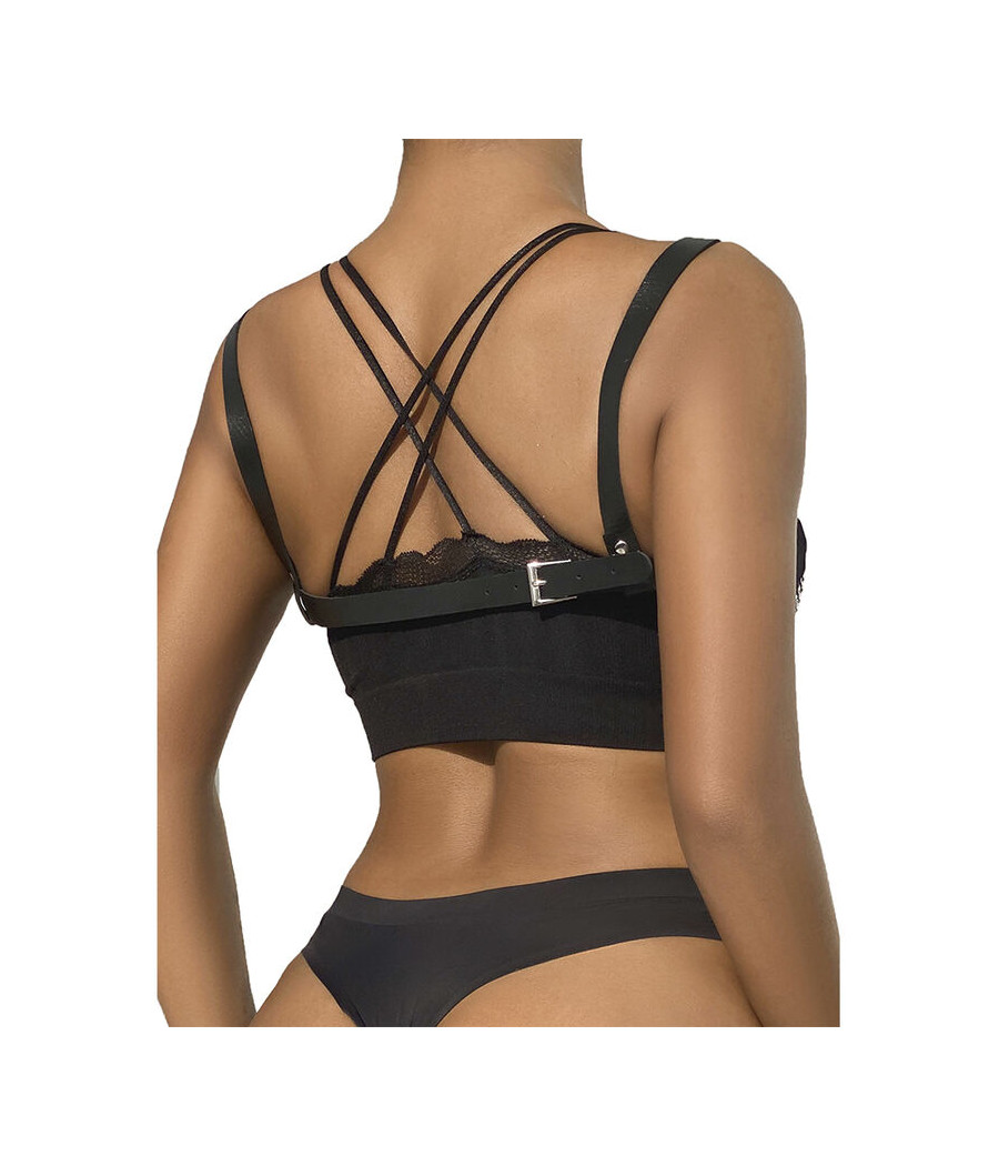 SUBBLIME - 953713 PUNK BONDAGE BELT METAL BUCKLE BLACK ONE SIZE