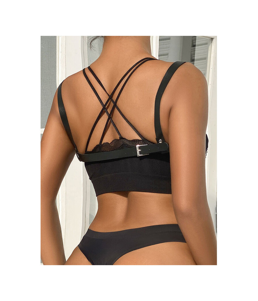 SUBBLIME - 953713 PUNK BONDAGE BELT METAL BUCKLE BLACK ONE SIZE