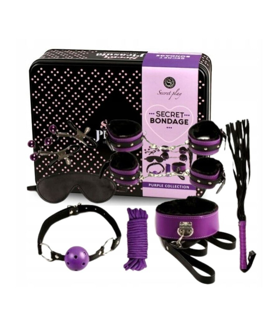 SECRETPLAY - BDSM SET 8PCS LILA / NEGRO