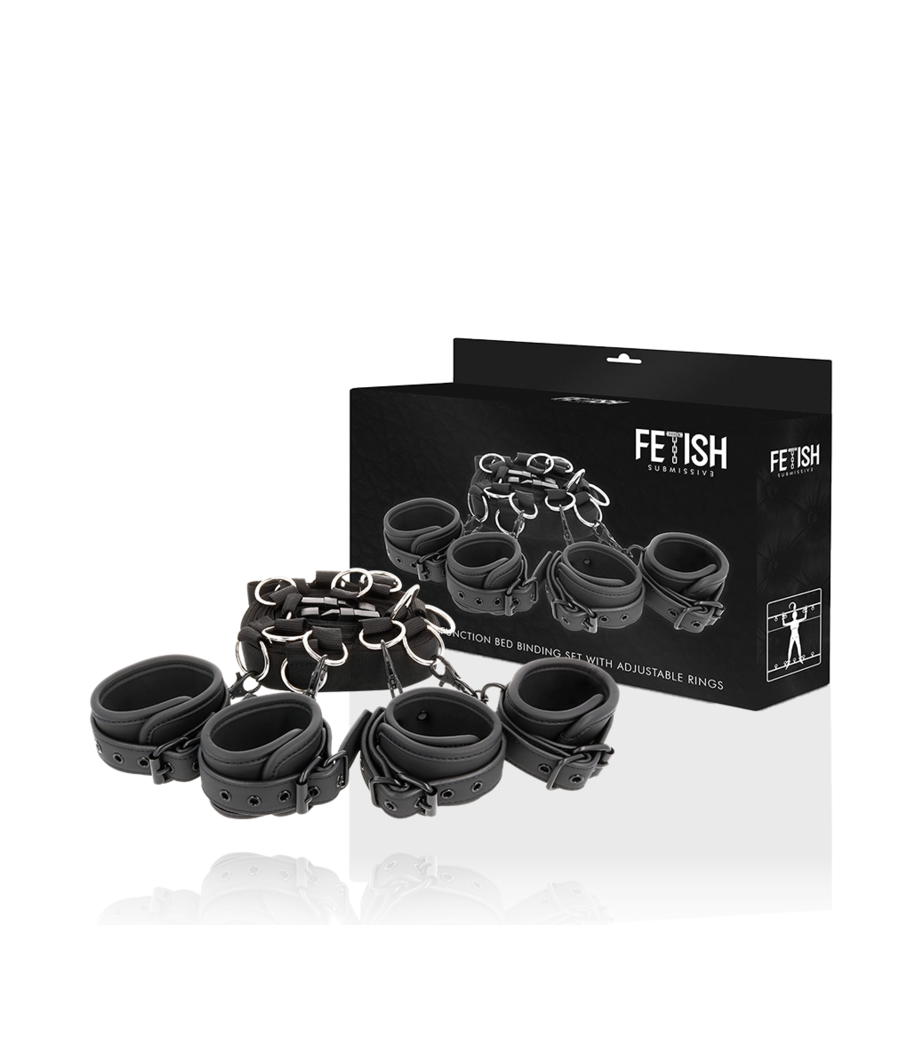 FETISH SUBMISSIVE - SET ATADURAS CAMA LUXURY CON FORRO DE NEOPRENO
