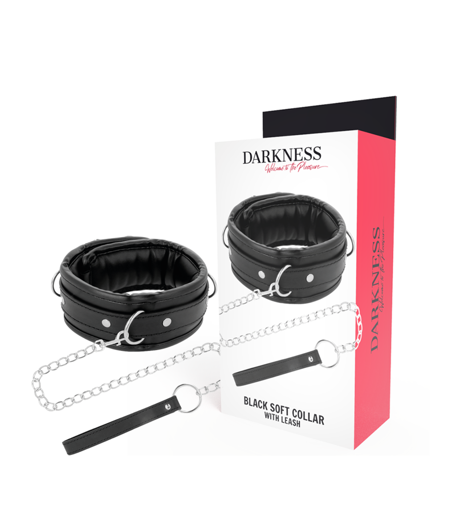 DARKNESS - COLLIER EN CUIR SOUPLE AVEC CHAÎNE