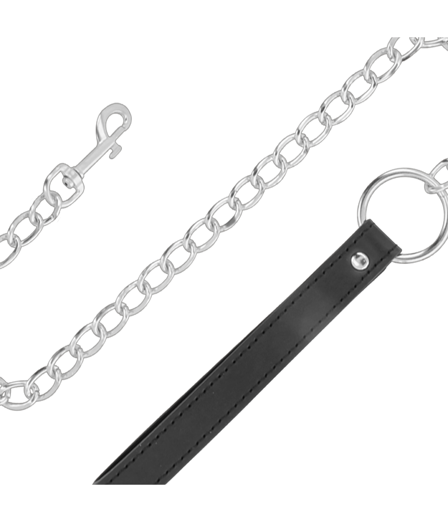 DARKNESS - COLAR DE COURO MACIO COM CORRENTE