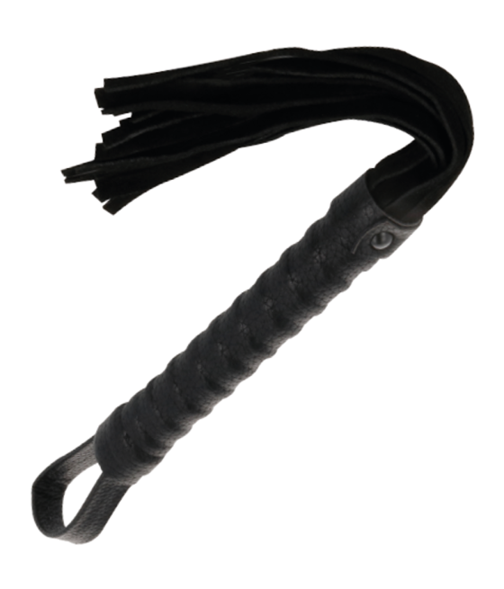 DARKNESS - LÁTIGO BONDAGE NEGRO CON MANGO DE PIEL