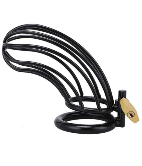 METAL HARD - BLACK BIRD CHASTITY RING CAGE