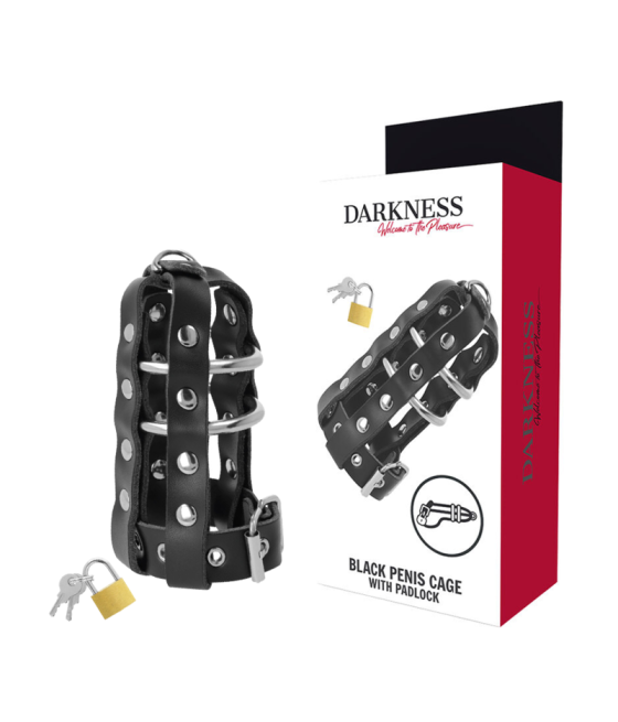 DARKNESS - JAULA CASTIDAD CUERO CON CANDADO