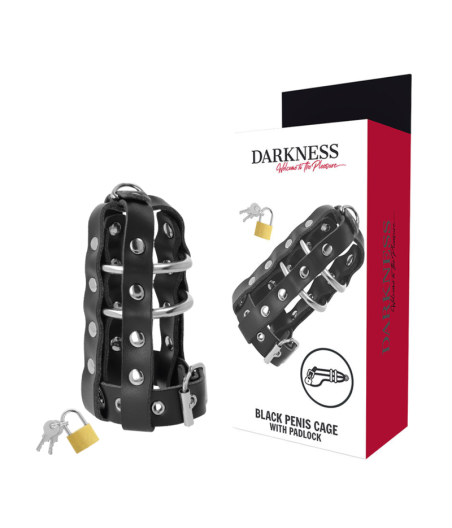 DARKNESS - KEUSCHHEITSKFIG AUS LEDER MIT SCHLOSS