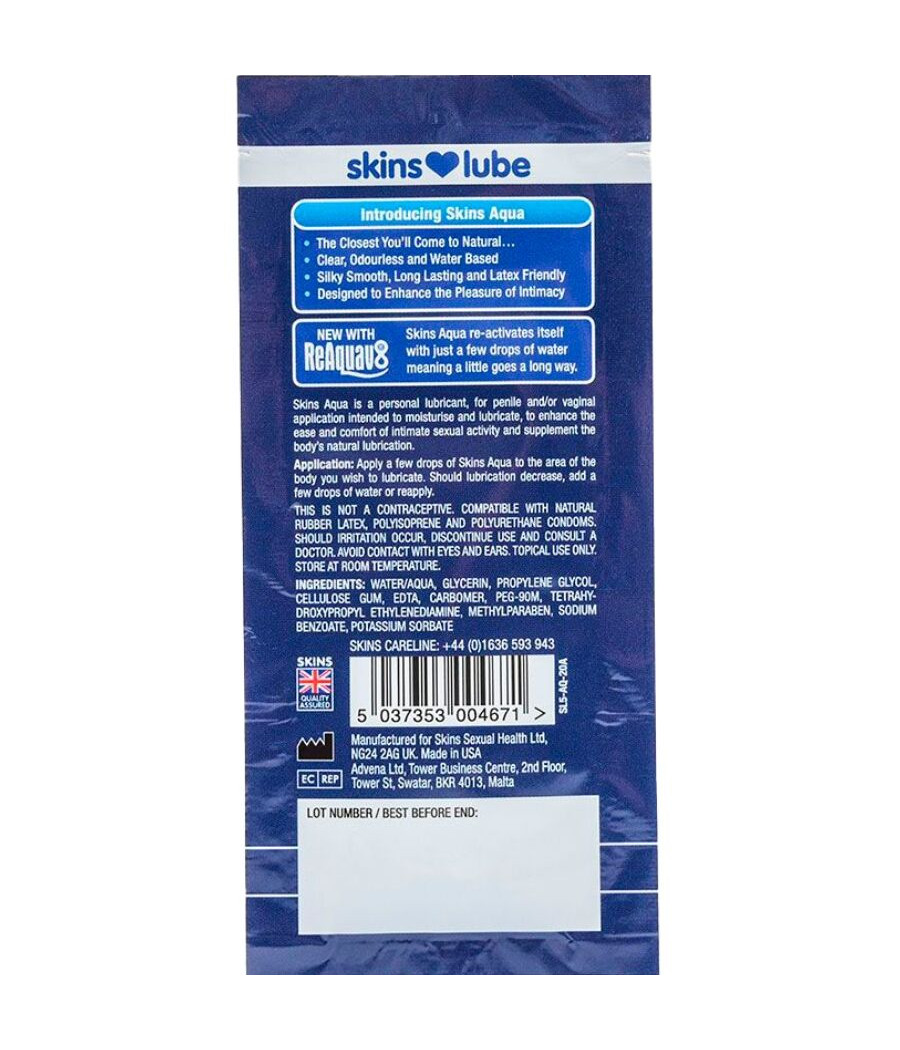 SKINS - AQUA LUBRIFICANTE A BASE D'ACQUA MONODOSE 5 ML