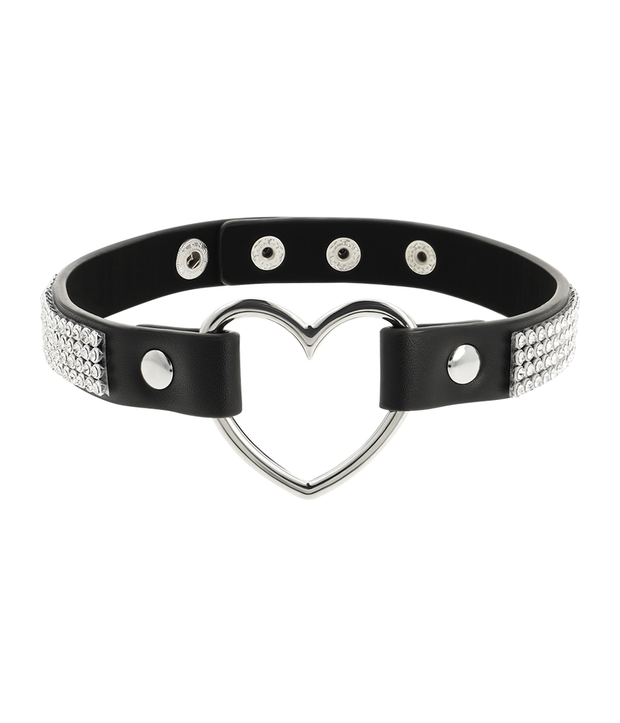 COQUETTE CHIC DESIRE - VEGAN LEATHER CHOKER WITH HEART