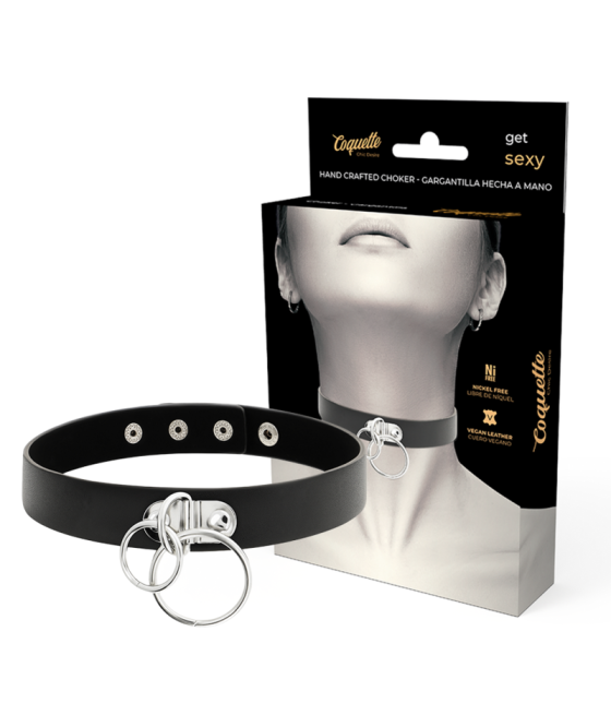 COQUETTE CHIC DESIRE - DOPPELRING-HALSBAND AUS VEGANEM LEDER