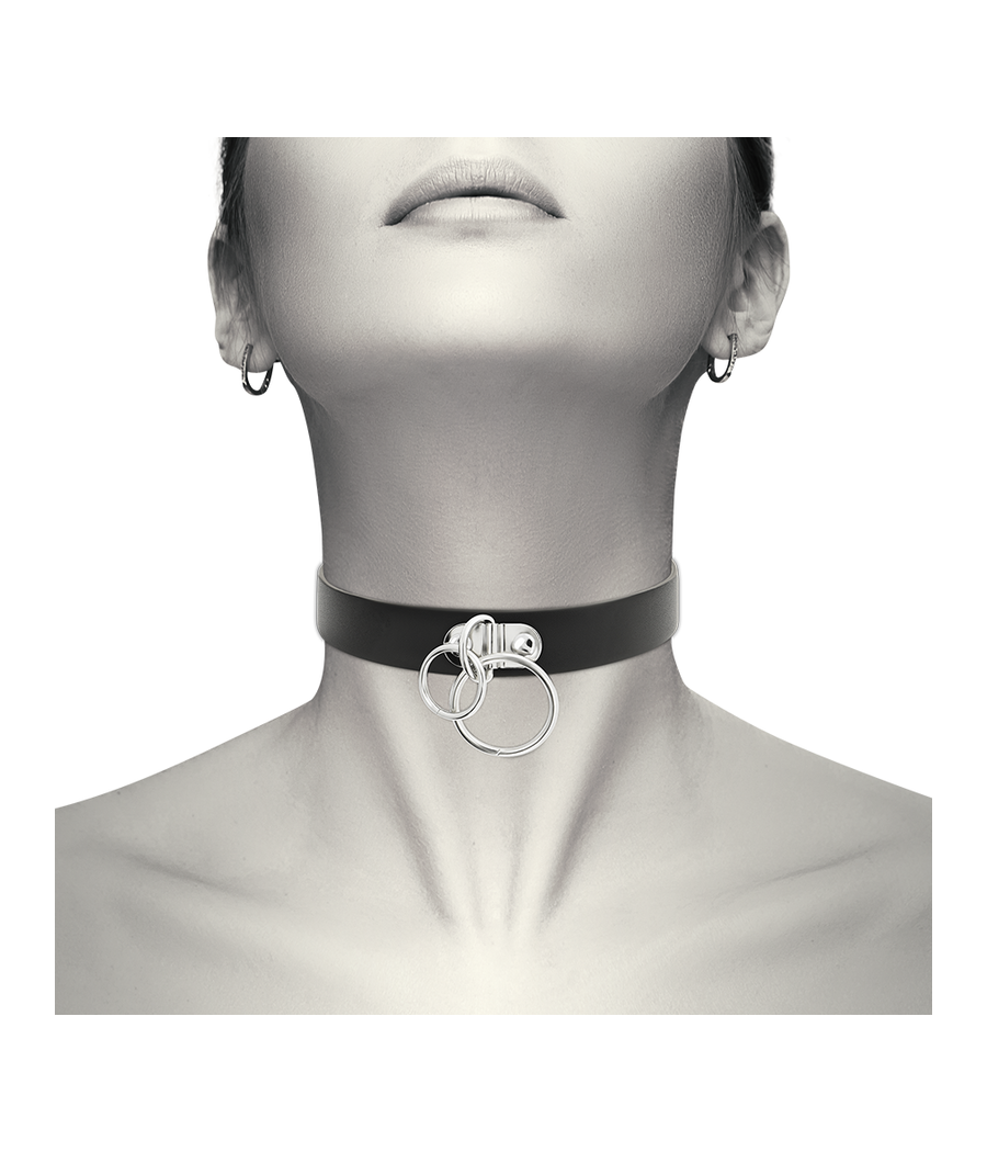 COQUETTE CHIC DESIRE - RAS DE COU DOUBLE ANNEAU EN CUIR VÉGAN