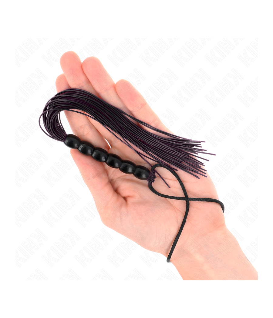 KINK - MINI FOUET EN SILICONE AVEC 6 BILLES NOIRES 26 CM