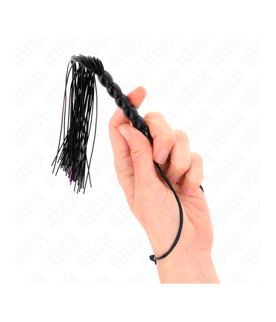 KINK - MINI FOUET EN SILICONE AVEC 6 BILLES NOIRES 26 CM