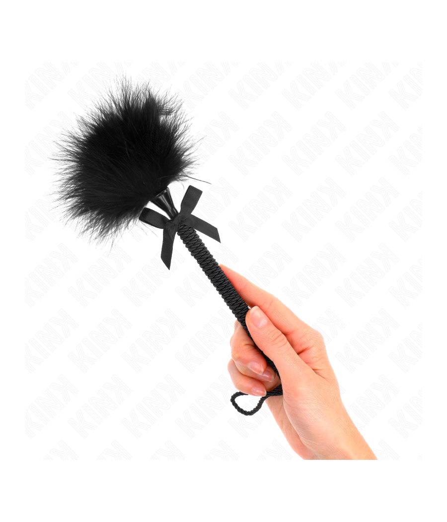 KINK - MASAJEADOR DE CUERDA DE NAILON CON PLUMAS PARA COSQUILLAS Y LAZO NEGRO 25 CM