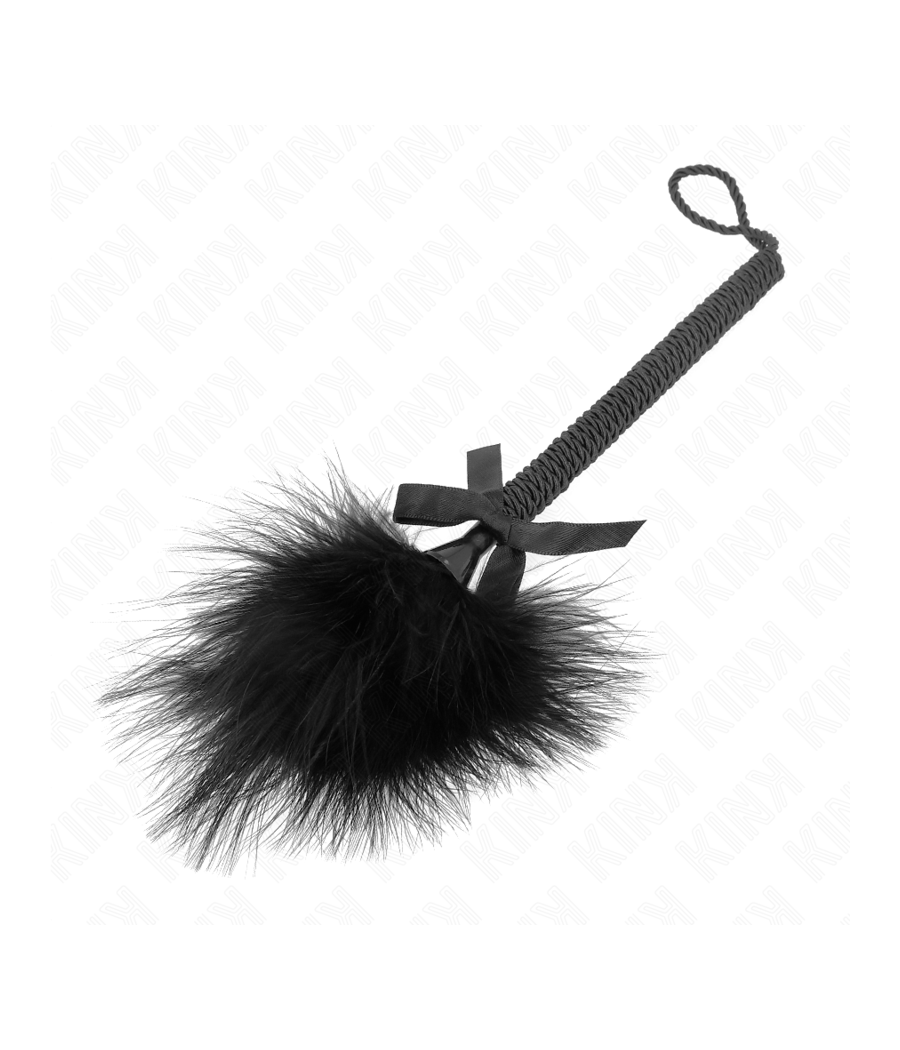 KINK - BACCHETTA IN CORDA DI NYLON CON PIUME TICKLE E FIOCCO NERO 25 CM