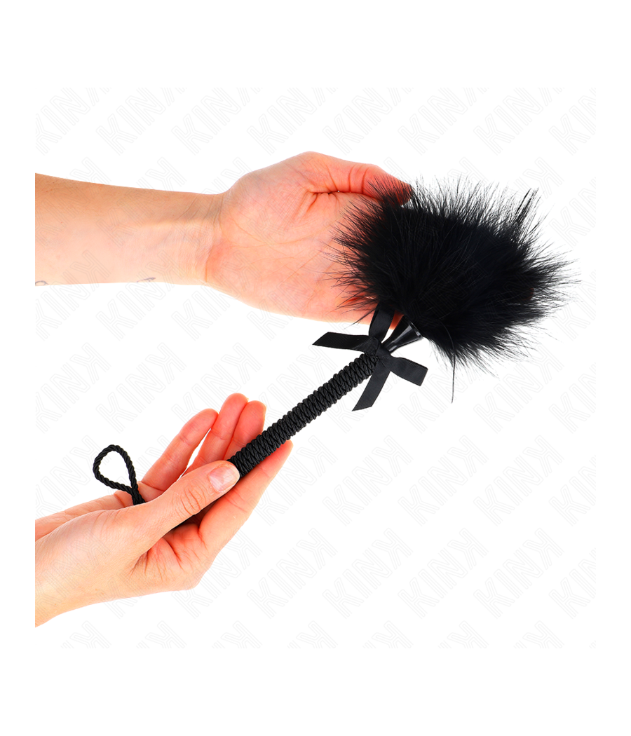 KINK - NYLONSEILSTAB MIT KITZELFEDERN UND SCHWARZER SCHLEIFE 25 CM