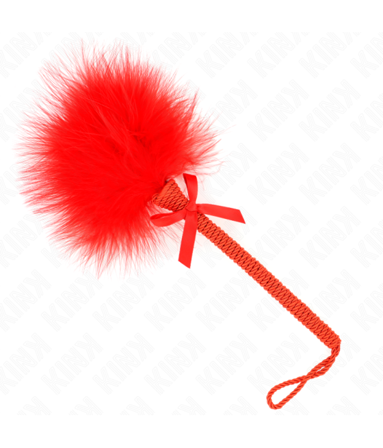 KINK - Baguette en corde de nylon avec plumes chatouillantes et noeud rouge 25 cm