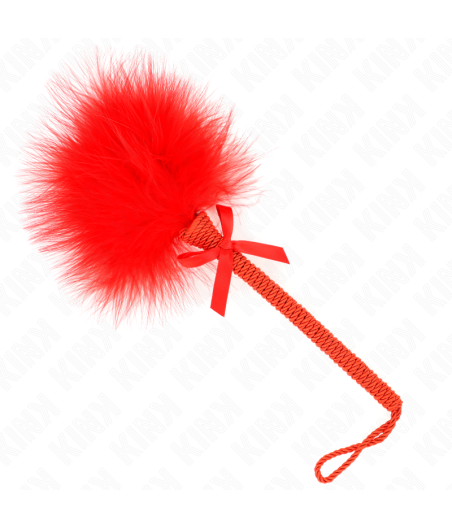 KINK - Baguette en corde de nylon avec plumes chatouillantes et noeud rouge 25 cm