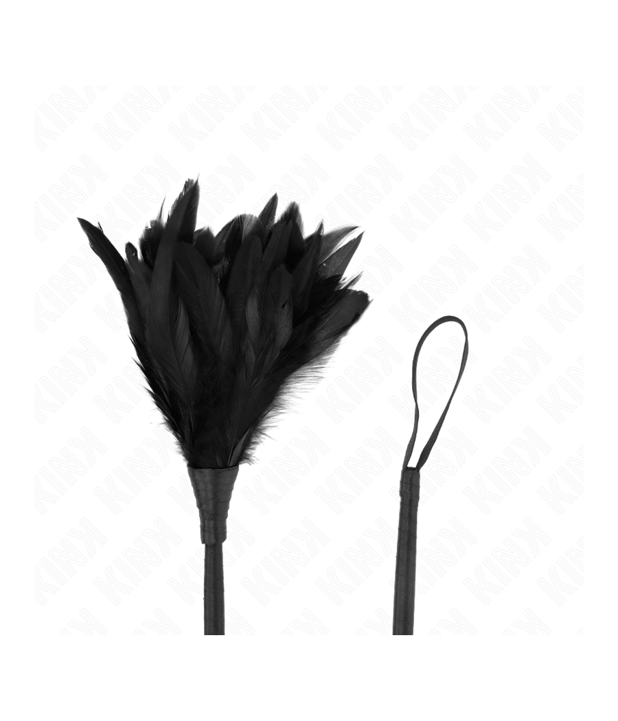 KINK - PLUMAS DE POLLO PARA COSQUILLAS CON FORMA CUERNO DE CRIADA NEGRO 36 CM
