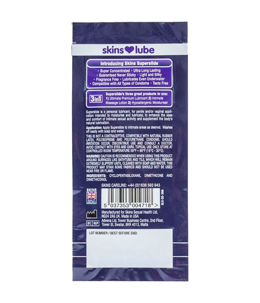 SKINS – SUPERSLIDE Silikonbasiertes Gleitmittel, Einzeldosis 5 ml