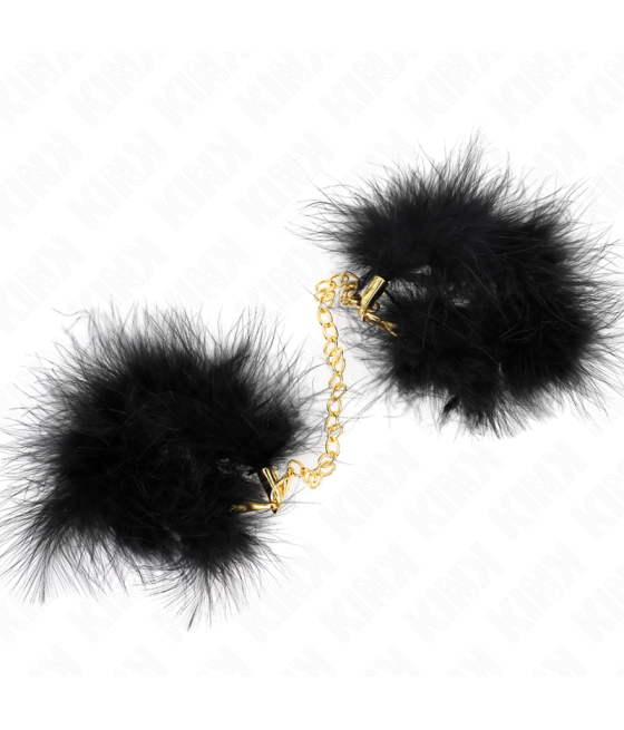 KINK - ESPOSAS DE PLUMAS NEGRO CON CADENA DORADA MODELO 2