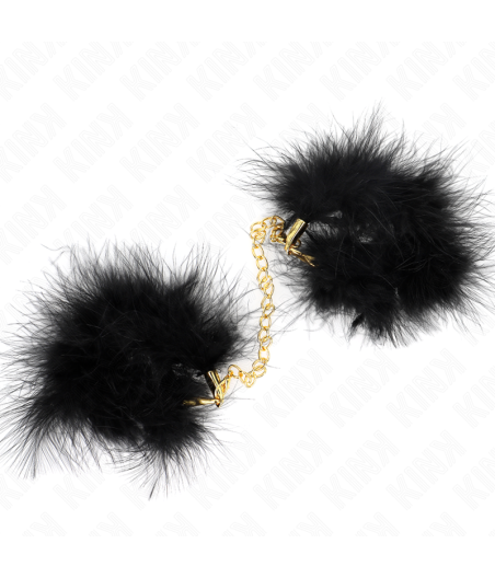 KINK - ESPOSAS DE PLUMAS NEGRO CON CADENA DORADA MODELO 2