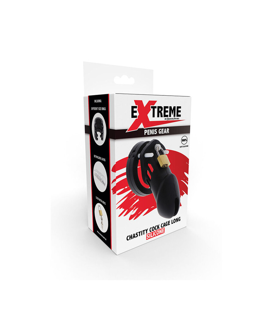 HIDDEN DESIRE - EXTREME CAGE DE CHASTETÉ SILICONE TAILLE L NOIR