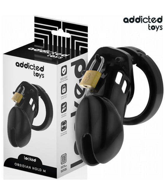 ADDICTED TOYS LOCKED - OBSIDIAN HOLD PENIS CAGE SIZE M