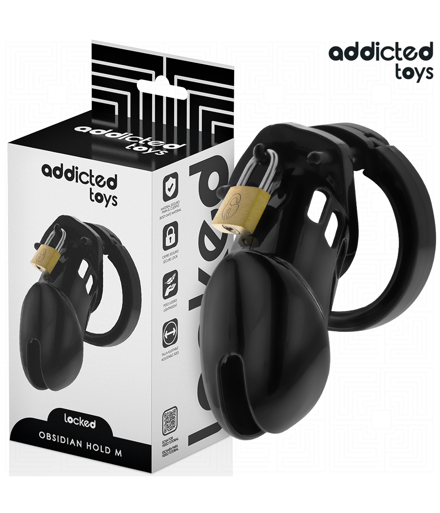 ADDICTED TOYS LOCKED - OBSIDIAN HOLD PENIS CAGE SIZE M