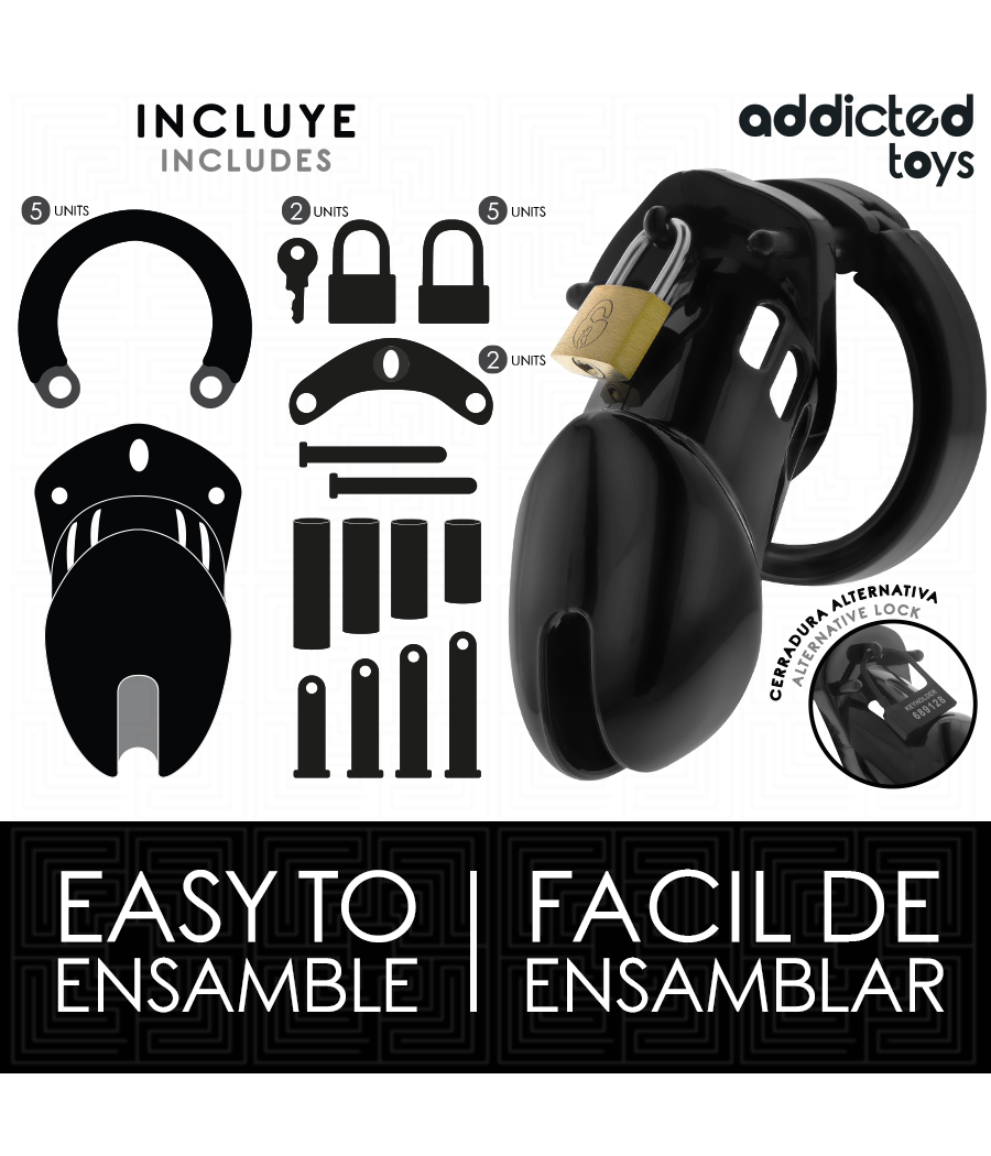 ADDICTED TOYS LOCKED - GABBIA PER PENE OBSIDIAN HOLD TAGLIA M