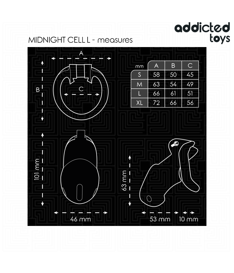 ADDICTED TOYS LOCKED - MINDNIGHT CELL PENISKÄFIG GRÖSSE L