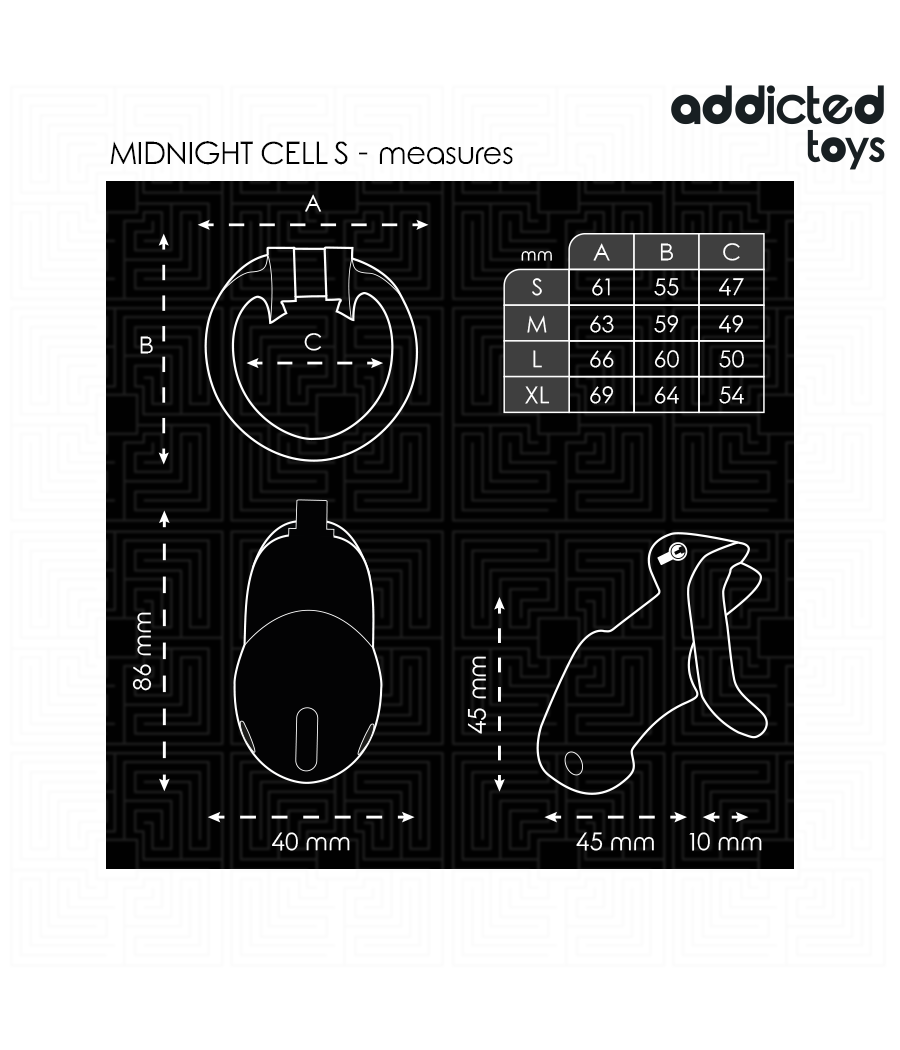 ADDICTED TOYS LOCKED - MINDNIGHT CELL CAGE À PÉNIS TAILLE S
