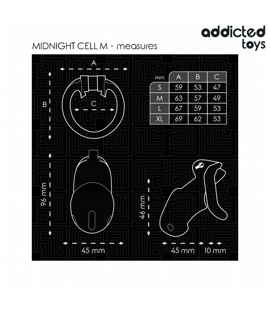 ADDICTED TOYS LOCKED - MINDNIGHT CELL PENIS CAGE SIZE M