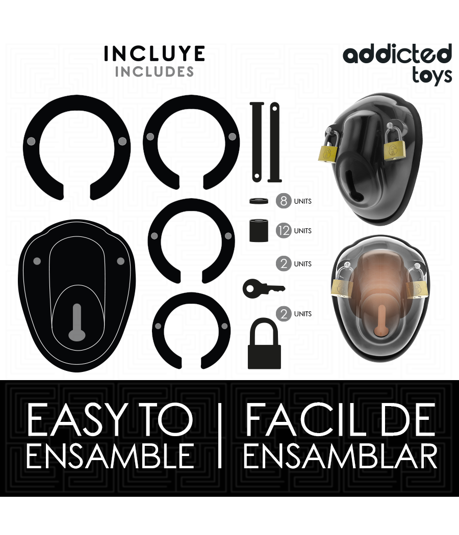 ADDICTED TOYS LOCKED - KEYLESS RESTRAINT PENIS CAGE 11.5 CM