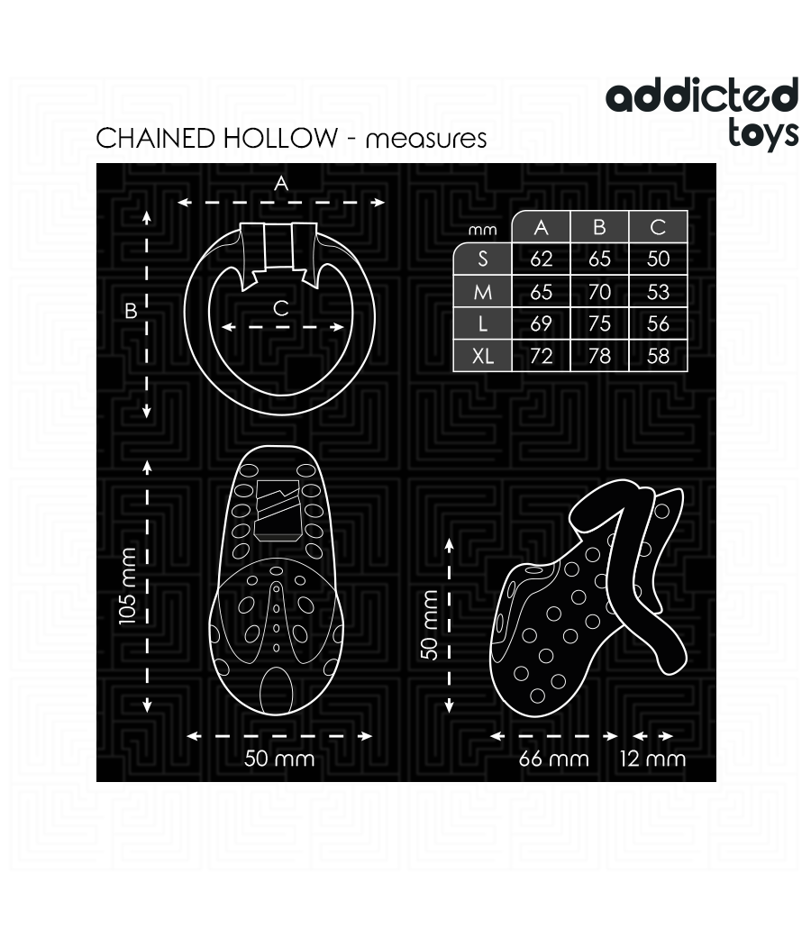 ADDICTED TOYS LOCKED - CHAINED HOLLOW PENIS CAGE 10.5 CM