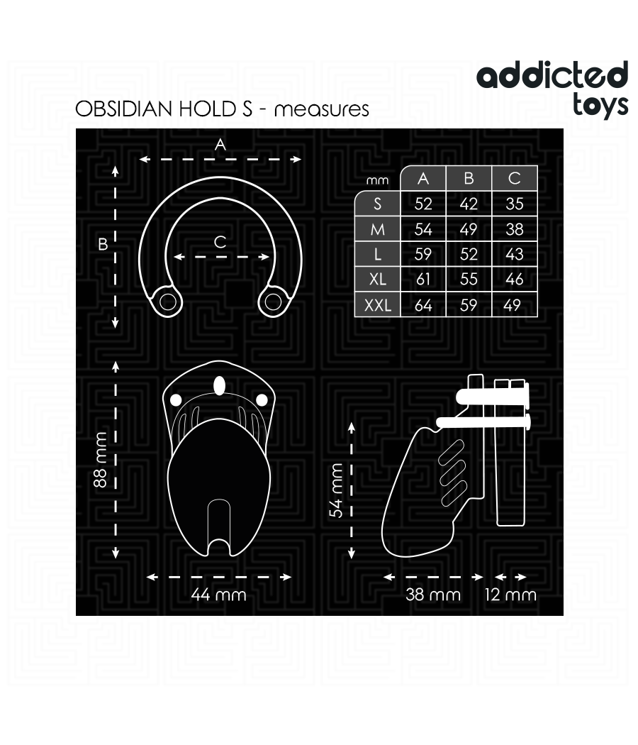 ADDICTED TOYS LOCKED - OBSIDIAN HOLD PENIS CAGE SIZE S