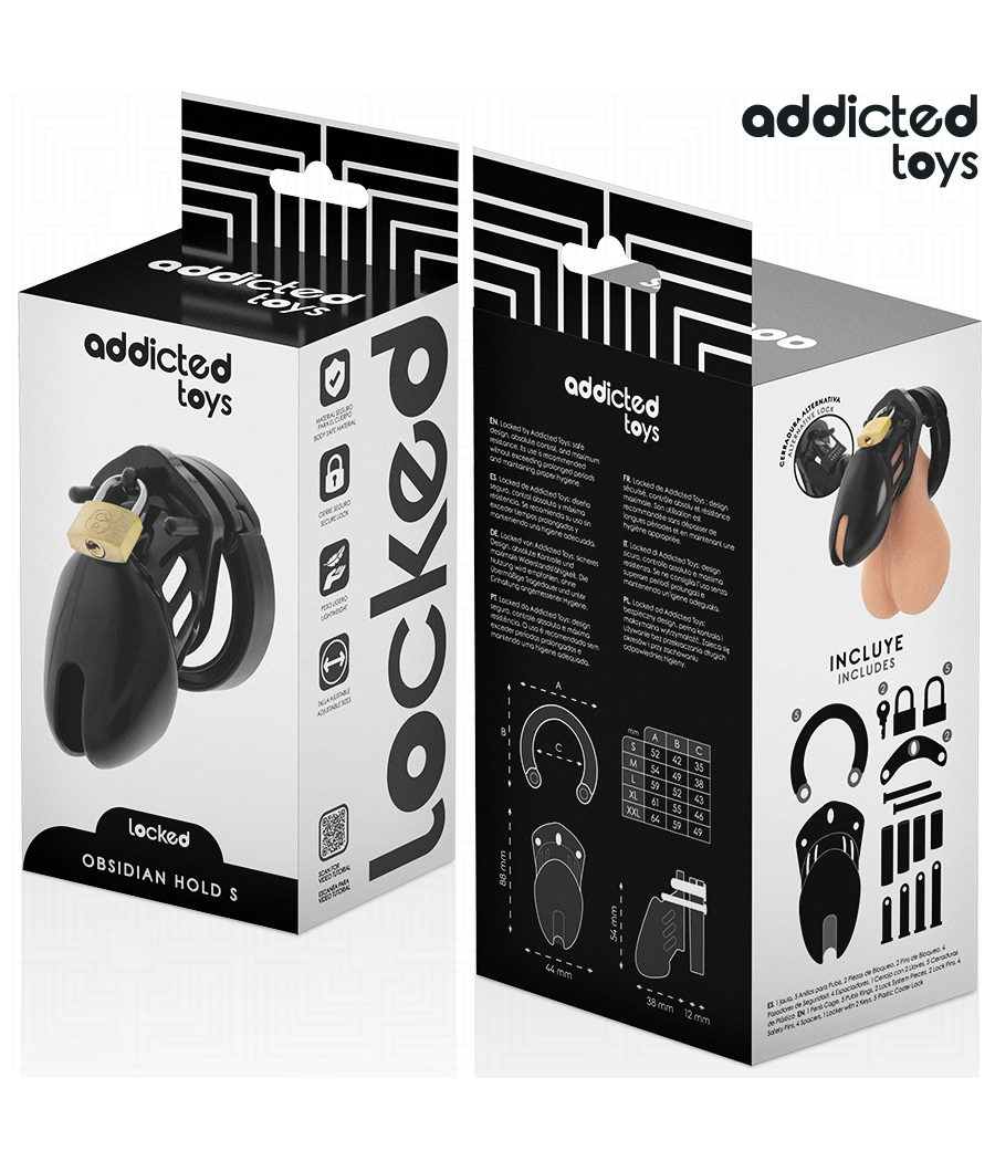 ADDICTED TOYS LOCKED - GABBIA PER PENE OBSIDIAN HOLD TAGLIA S