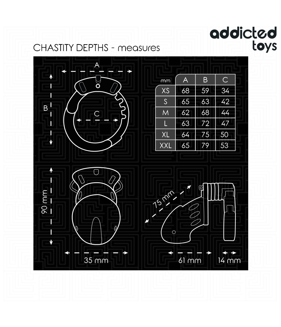 ADDICTED TOYS LOCKED - CAGE À PÉNIS CHASTETÉ PROFONDEUR 7,5 CM