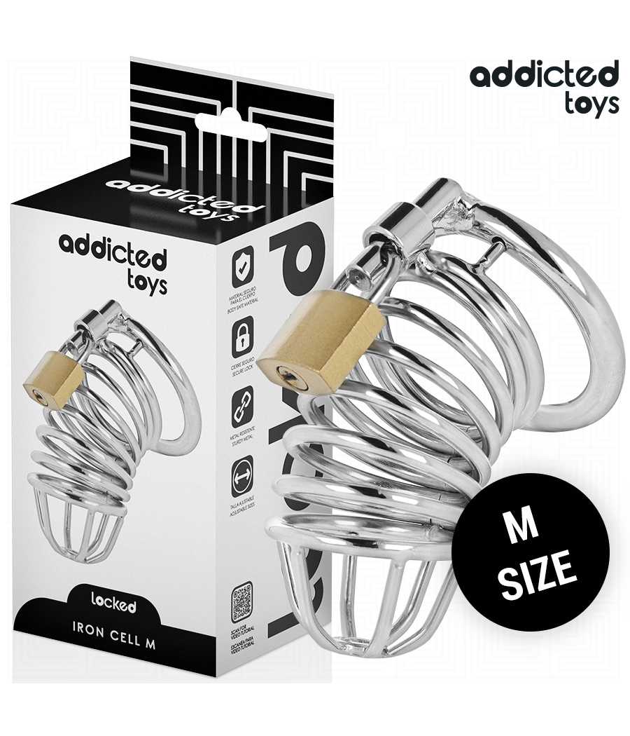 ADDICTED TOYS LOCKED - IRON CELL METALL-PENISKÄFIG GRÖSSE M