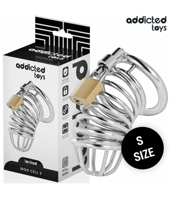 ADDICTED TOYS LOCKED - IRON CELL METAL PENIS CAGE 4 CM SIZE S