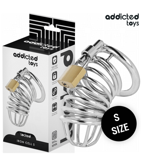 ADDICTED TOYS LOCKED - IRON CELL JAULA PARA PENE DE METAL 4 CM TALLA S