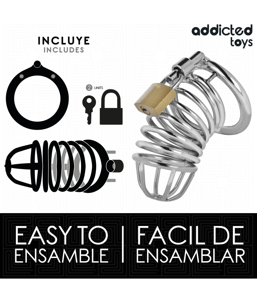 ADDICTED TOYS LOCKED - GABBIA PER PENE IN METALLO CON CELLULE DI FERRO 4 CM TAGLIA S